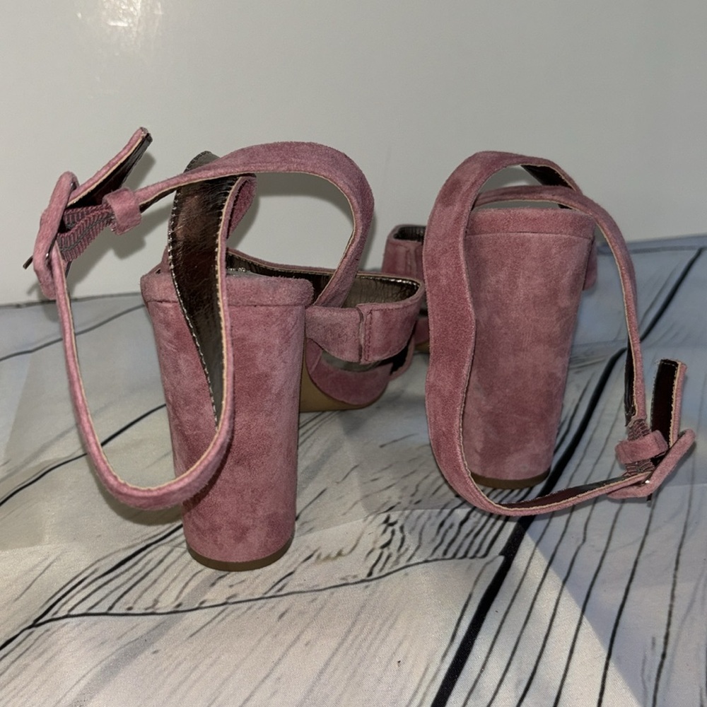 ❤️ Steve Madden Mauve “CANAAN” Strappy Block Heel Suede Sandals Size 7.5 - Picture 4 of 9